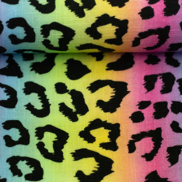 Double Slub Musselin Leo Print bunt by Swafing 